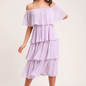 Lulus Gala Off-the-Shoulder Ruffle Midi Dress